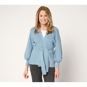 Women’s Sky Blue Wrap Cardigan with Tie Belt